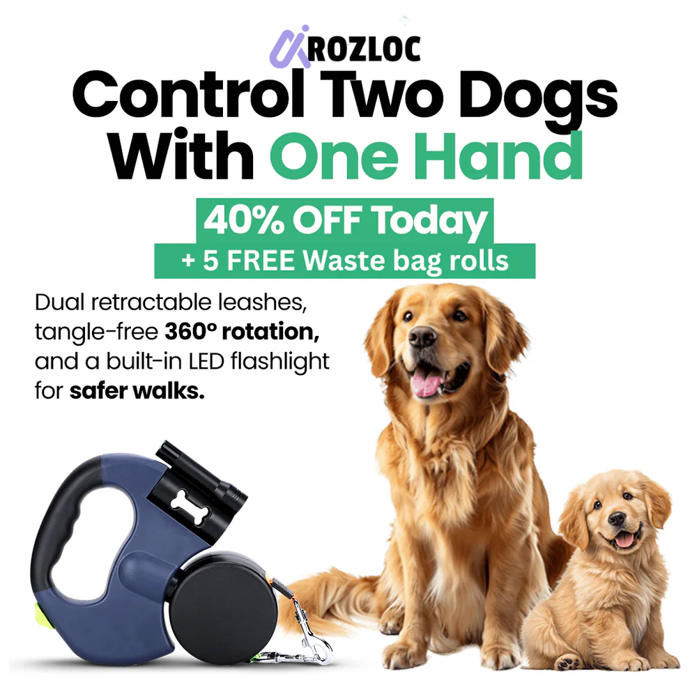 Retractable Dual Leash for Walking Two Pets